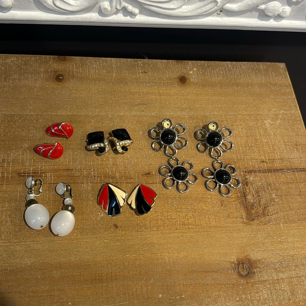 Vintage Bundle Clip on Costume Jewelry Earrings